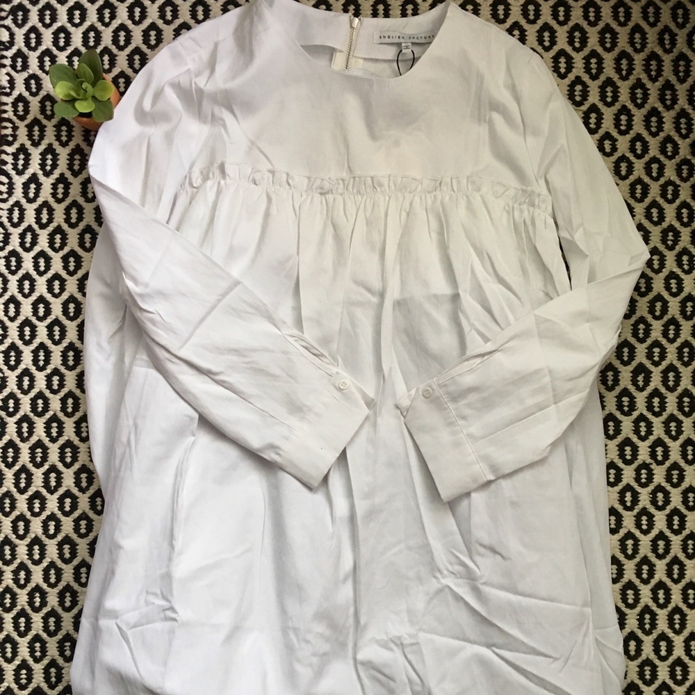 English Factory White Poplin Style Dress Sz M